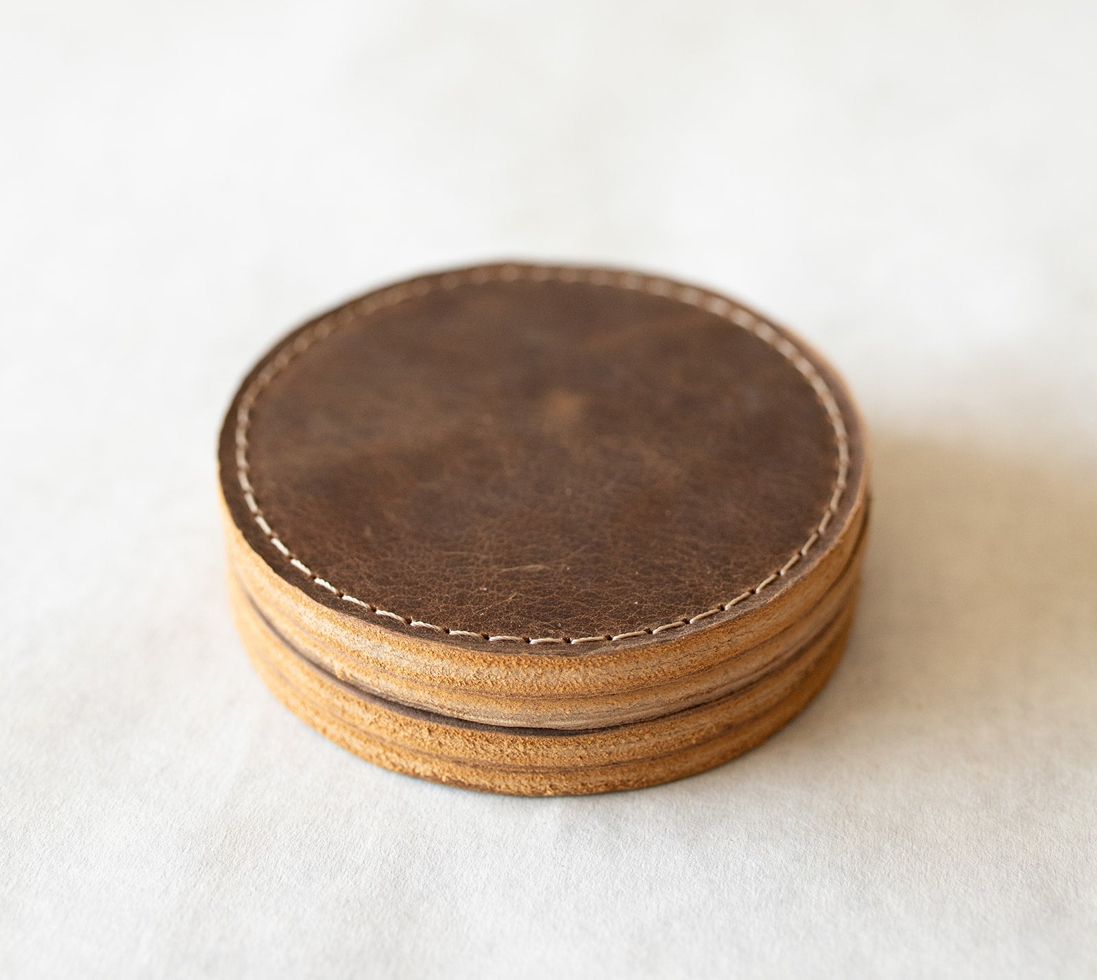 Leather Sewn Coaster Set