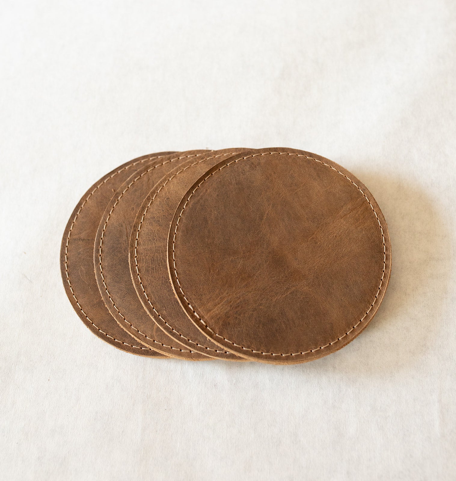 Leather Sewn Coaster Set