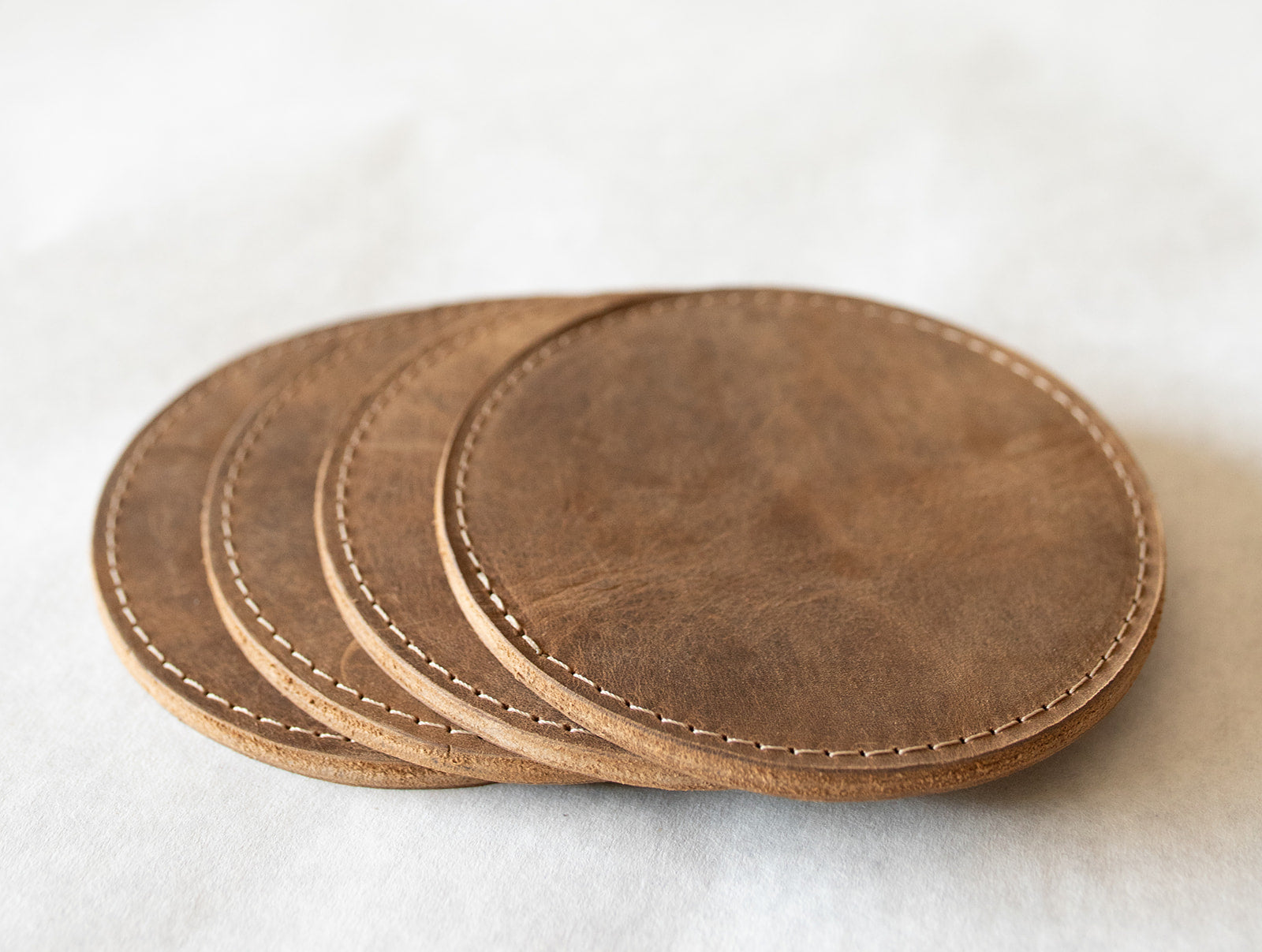 Leather Sewn Coaster Set