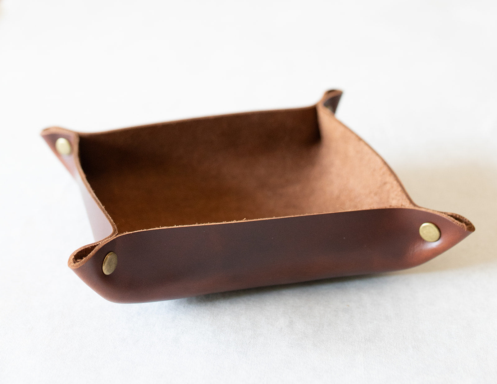 Copper Brown Valet Catch All Trays, Full Grain Leather from Lindy Leather