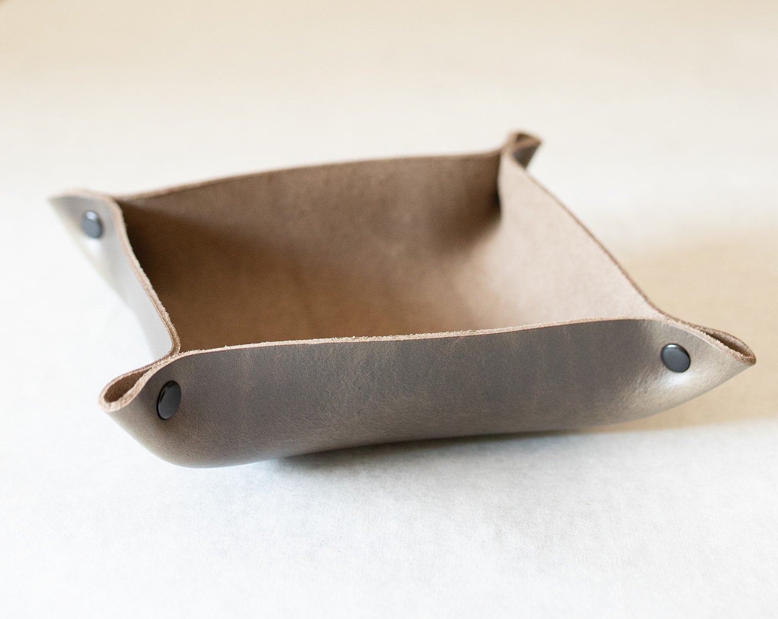 Gray Valet Catch All Trays, Full Grain Leather from Lindy Leather