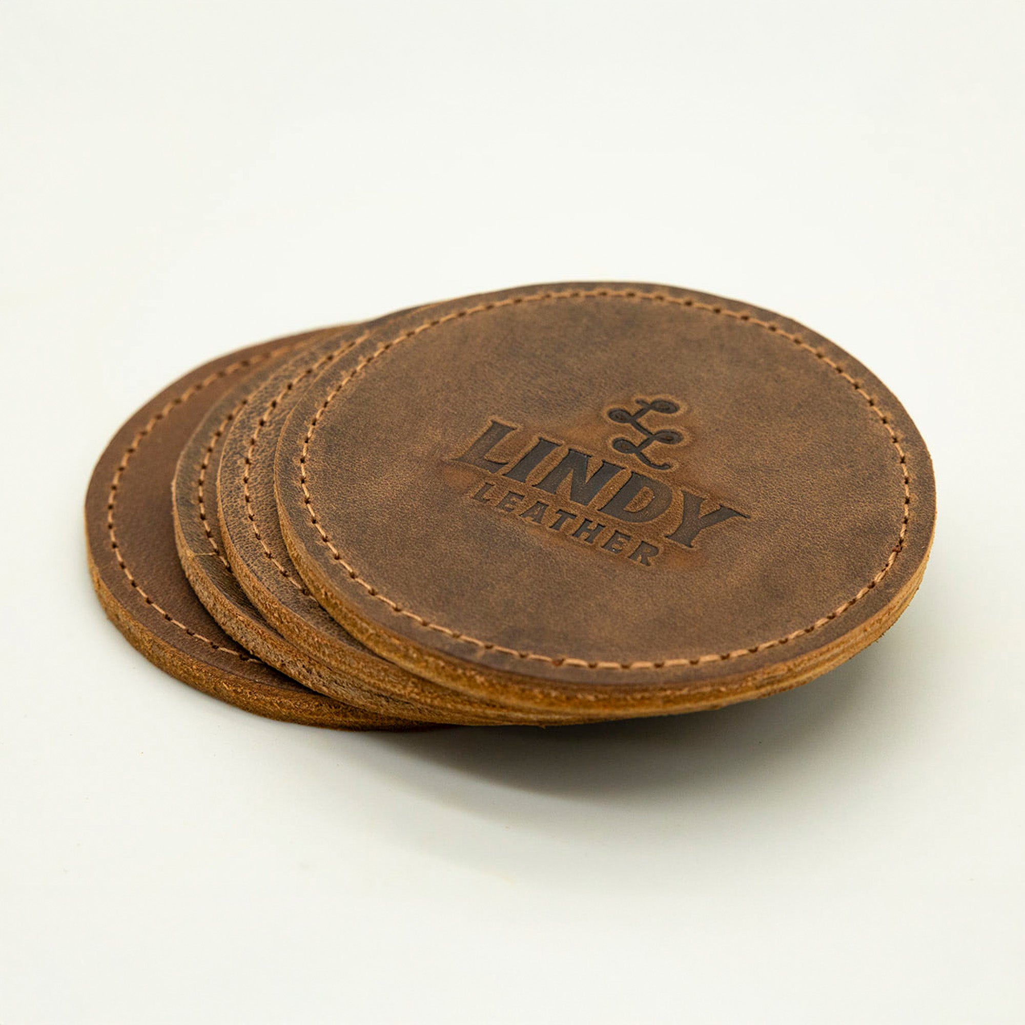 Leather Sewn Coaster Set