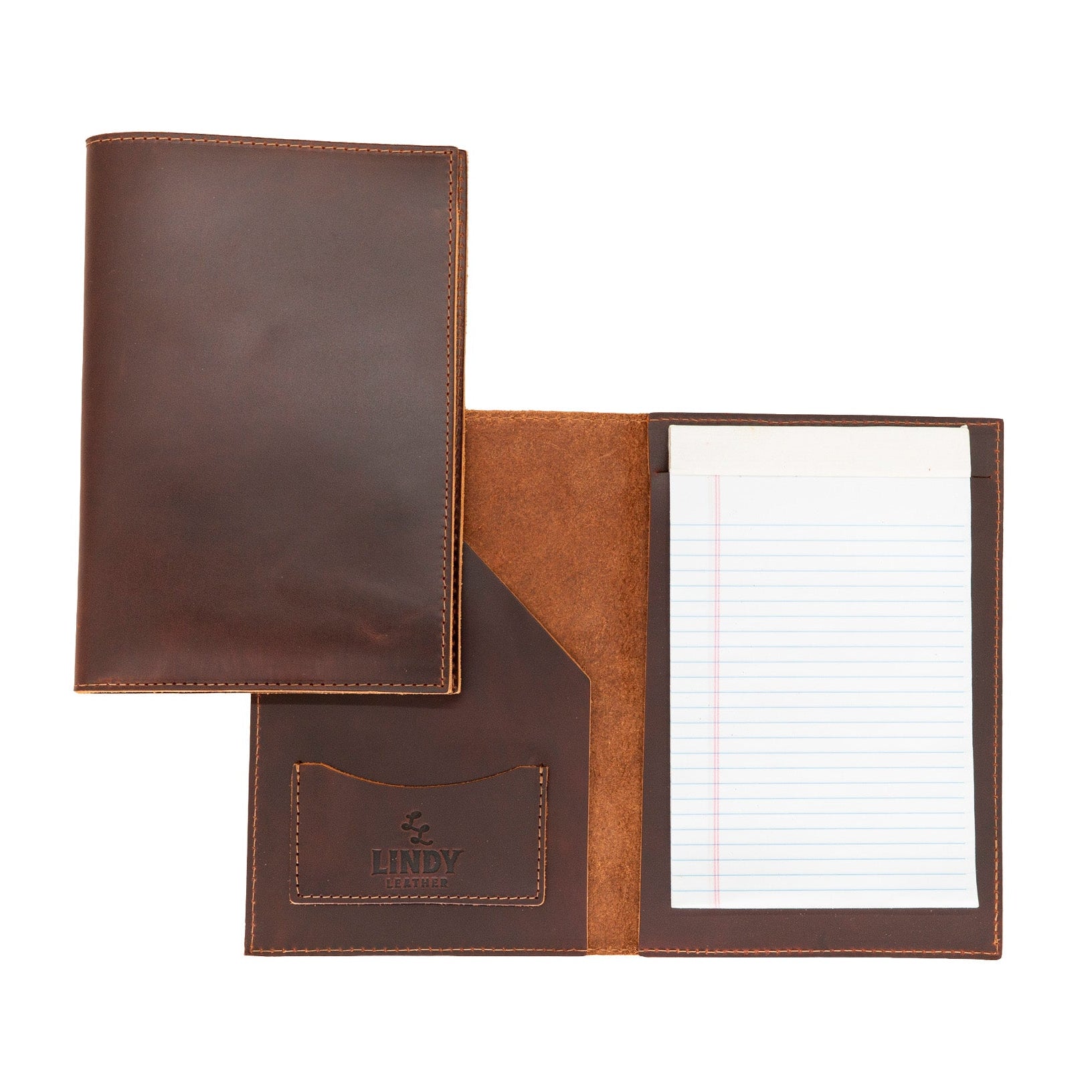 Lindy Leather Copper Brown Legal Pad, Made in USA Full Grain Leather