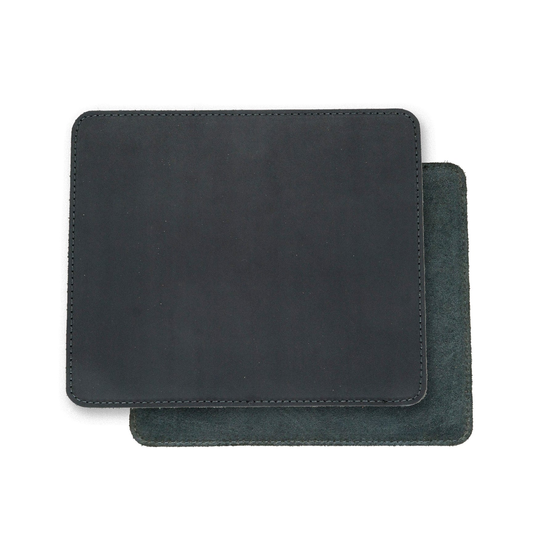Front and Back of the Lindy Leather Black Mousepad
