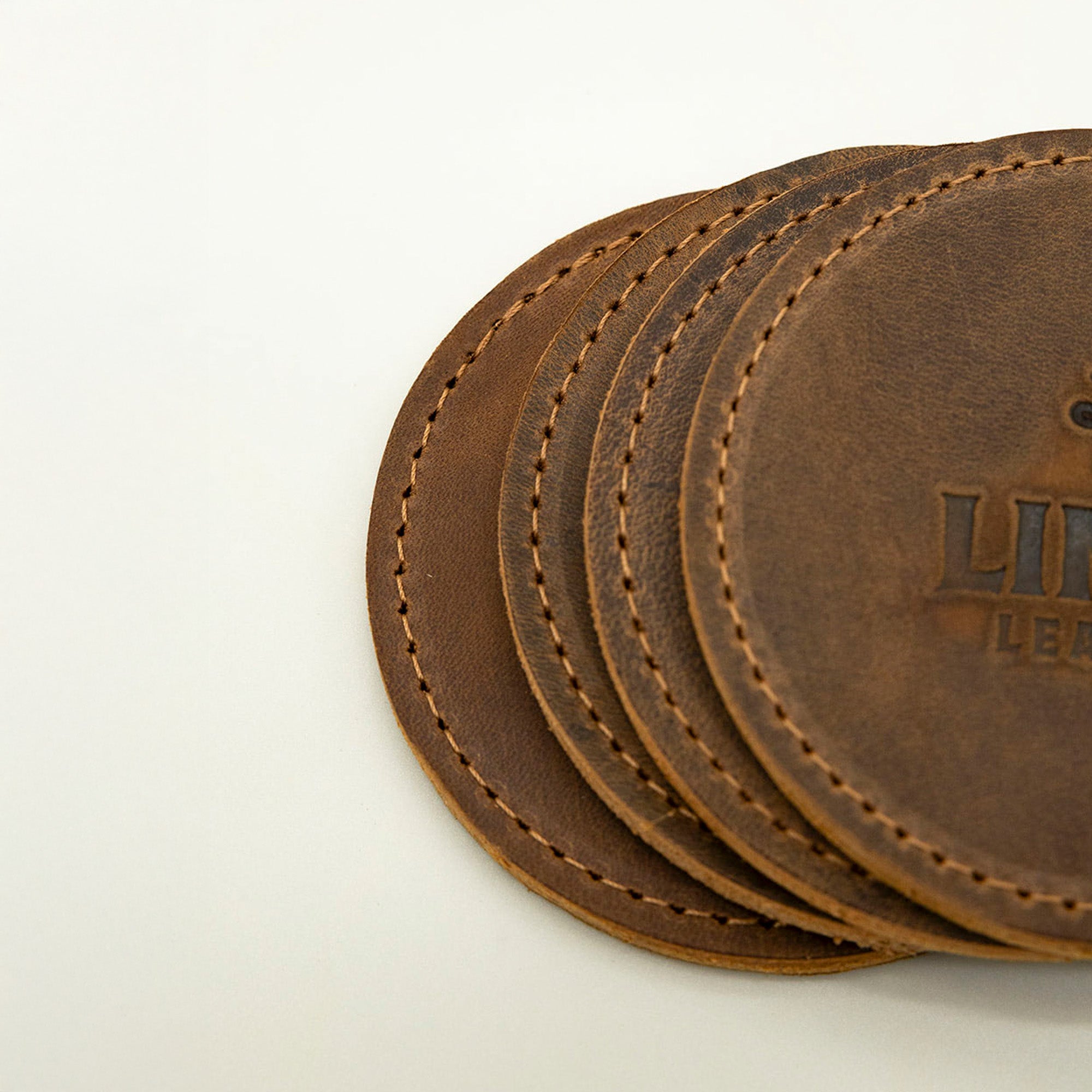Leather Sewn Coaster Set