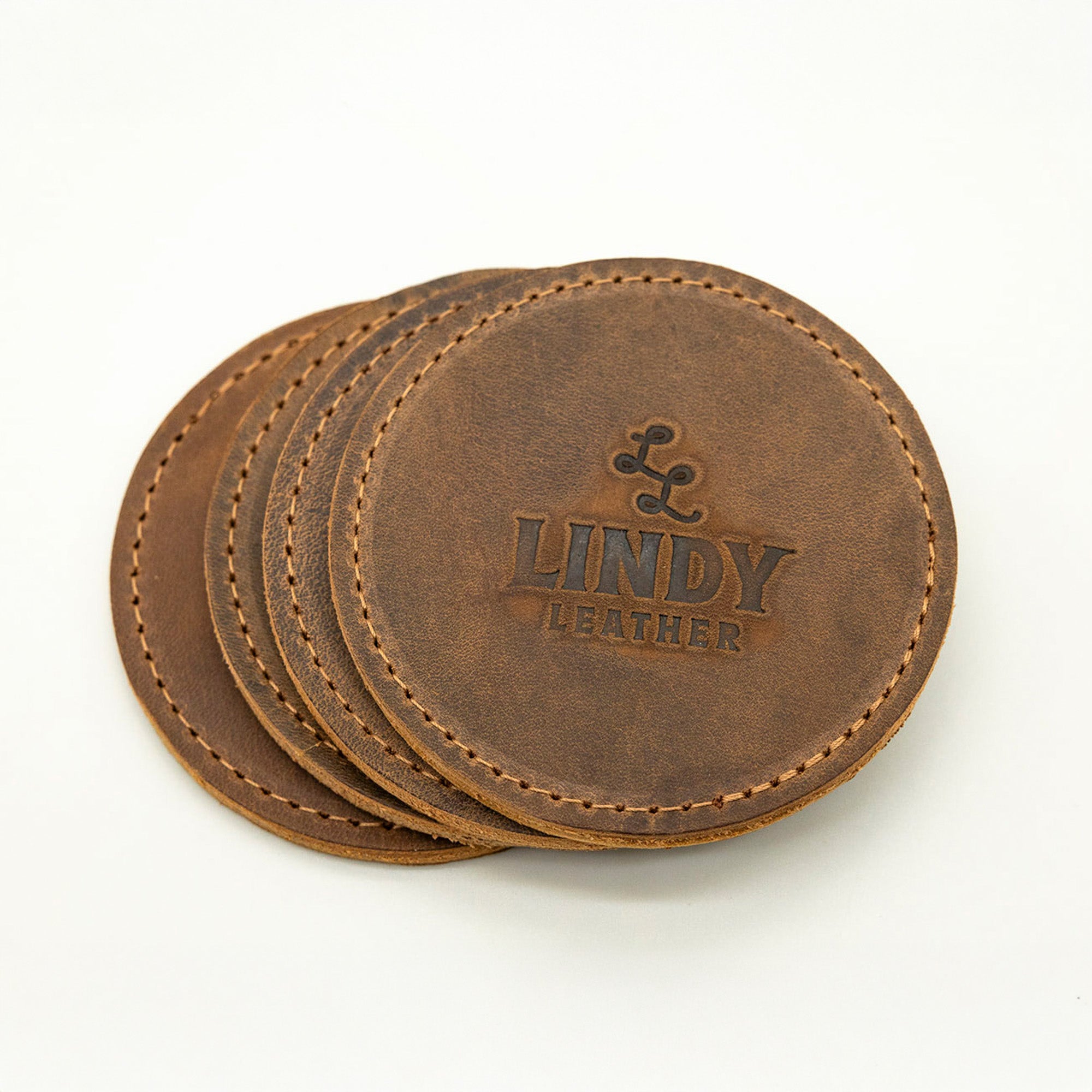 Leather Sewn Coaster Set