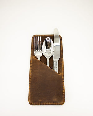 Open image in slideshow, Leather Cutlery Holder

