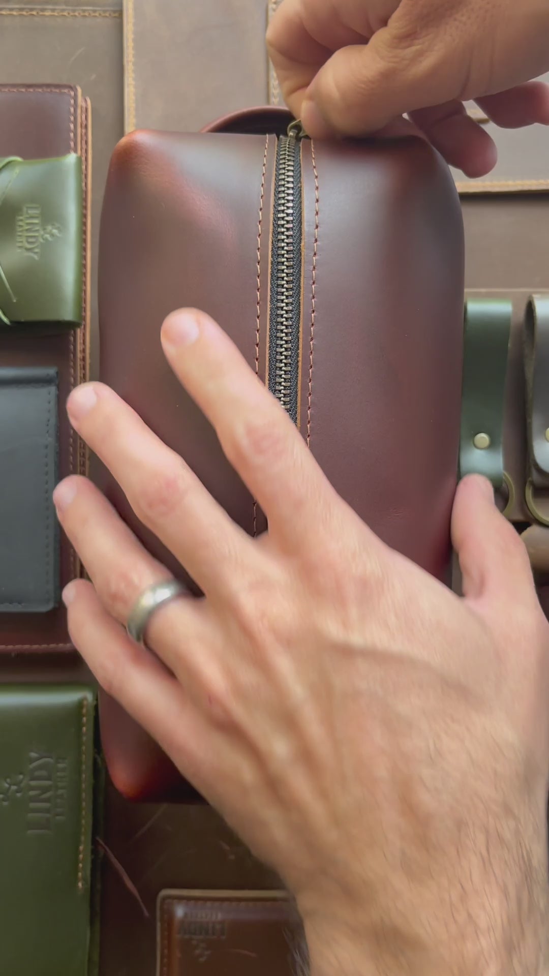 Load video: Leather Dopp Kit - Gentleman&#39;s Travel Kit