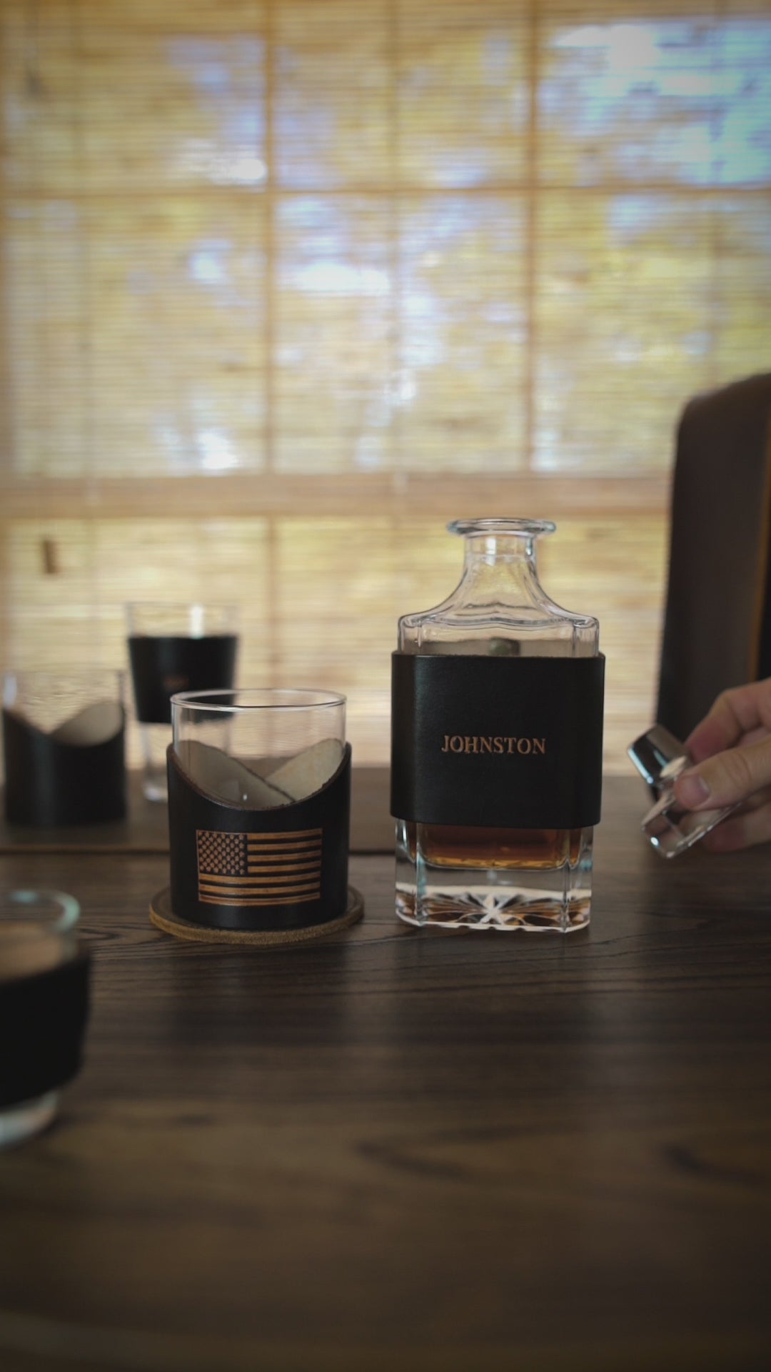 Load video: Leather Decanter