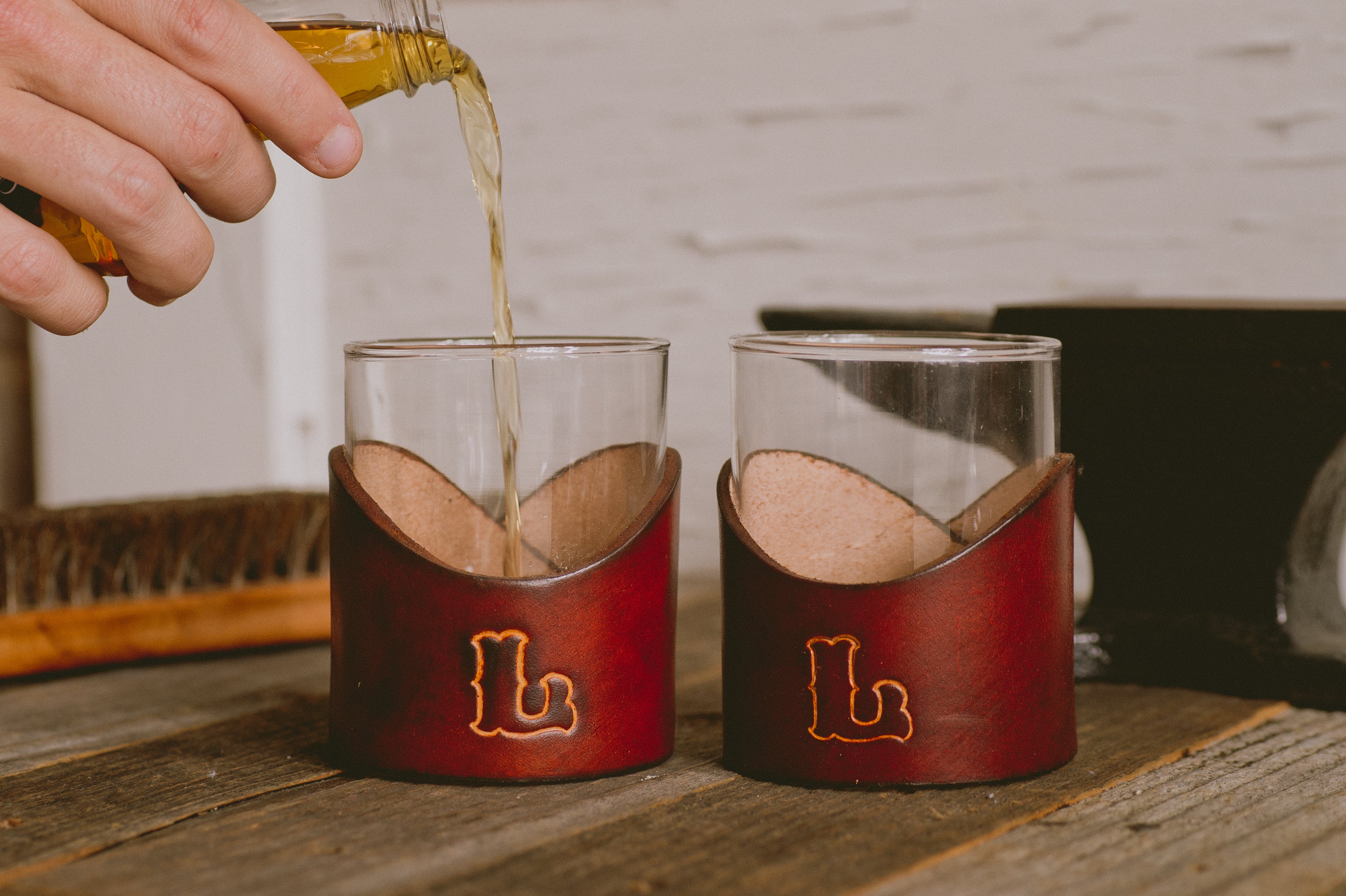 Large Initial Whiskey Glass